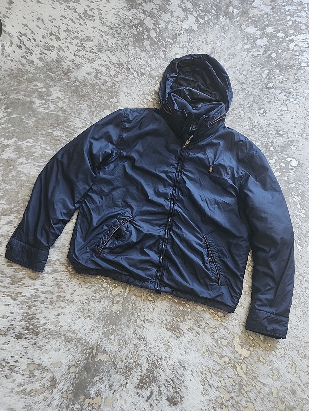 Polo Ralph Lauren Jacket Soft Shell Full Zip Stowaway Hood SzM